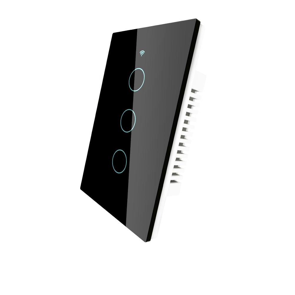 Apagador Inteligente Wifi Negro de 3 Botones